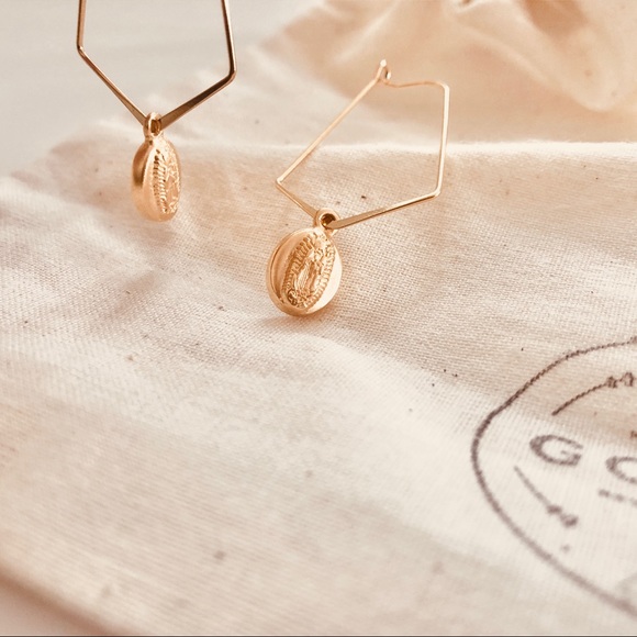 Our Lady Charm Gold Earrings |  Last 1! - Picture 6 of 7